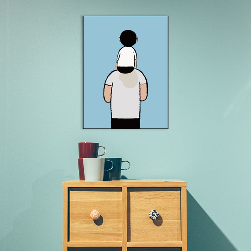 Family Daily Scene Canvas Art Scandinavian Style Textured Wall Decor in Soft Color Blue Clearhalo 'Art Gallery' 'Canvas Art' 'Kids' Arts' 1782680