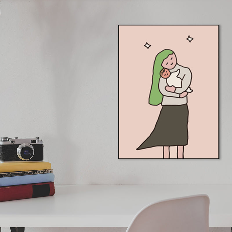 Family Daily Scene Canvas Art Scandinavian Style Textured Wall Decor in Soft Color Clearhalo 'Art Gallery' 'Canvas Art' 'Kids' Arts' 1782689