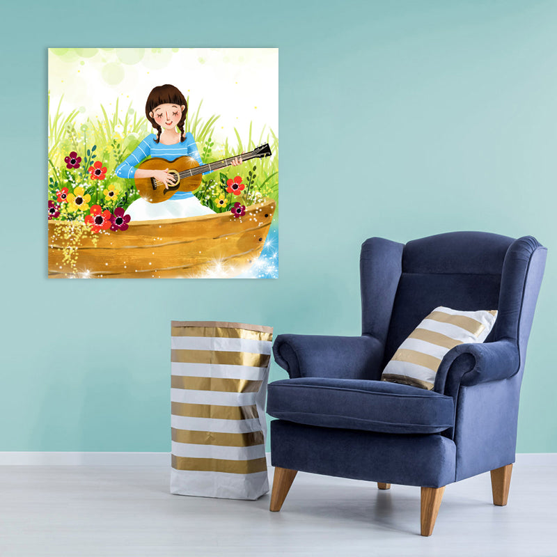 Kids Style Music Show Canvas Pastel Color Textured Wall Art Print for Living Room Green Clearhalo 'Art Gallery' 'Canvas Art' 'Kids' Arts' 1782692