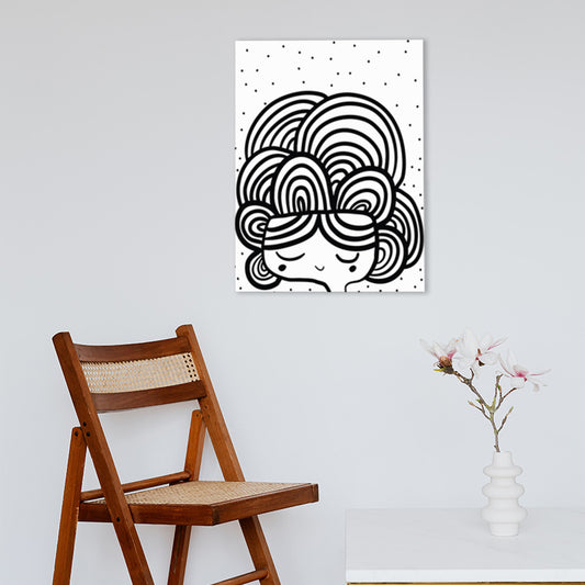 Little Girl Wrapped Canvas Black on White Kids Style Wall Art Print for Sitting Room Black Clearhalo 'Art Gallery' 'Canvas Art' 'Kids' Arts' 1782703
