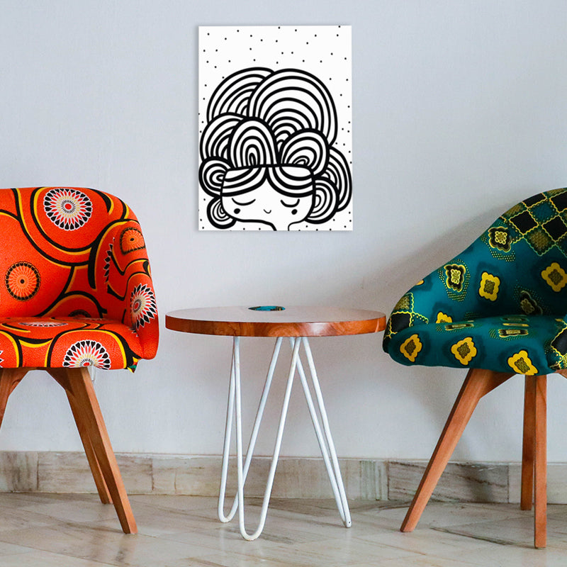 Little Girl Wrapped Canvas Black on White Kids Style Wall Art Print for Sitting Room Clearhalo 'Art Gallery' 'Canvas Art' 'Kids' Arts' 1782704