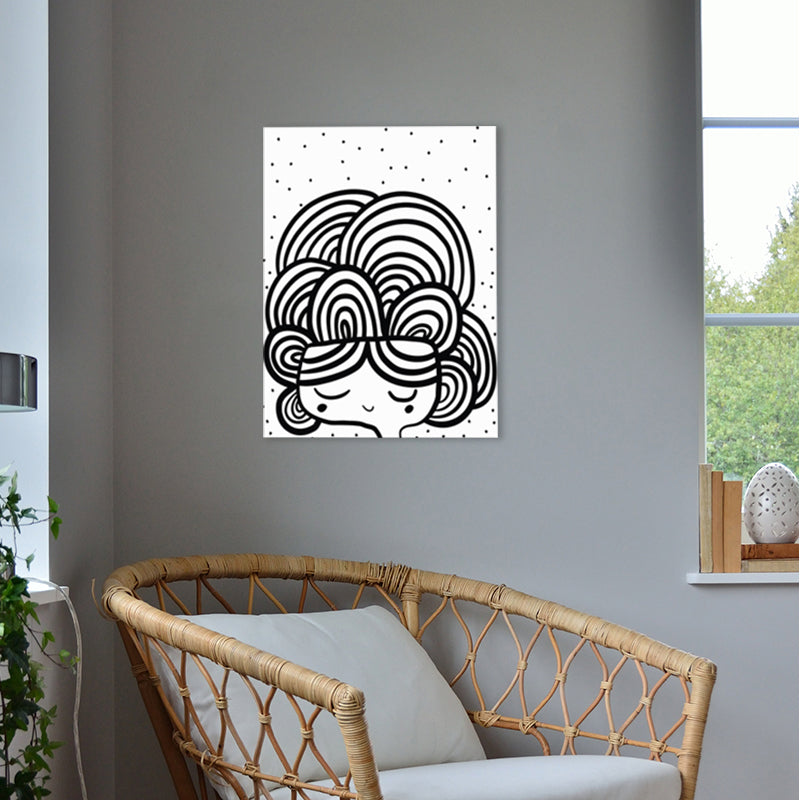 Little Girl Wrapped Canvas Black on White Kids Style Wall Art Print for Sitting Room Clearhalo 'Art Gallery' 'Canvas Art' 'Kids' Arts' 1782705