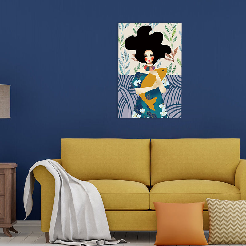 Fashion Canvas Art Bedroom Drawing Print Gypsy Girl Wall Decor, Textured Surface Clearhalo 'Arts' 'Canvas Art' 1782718