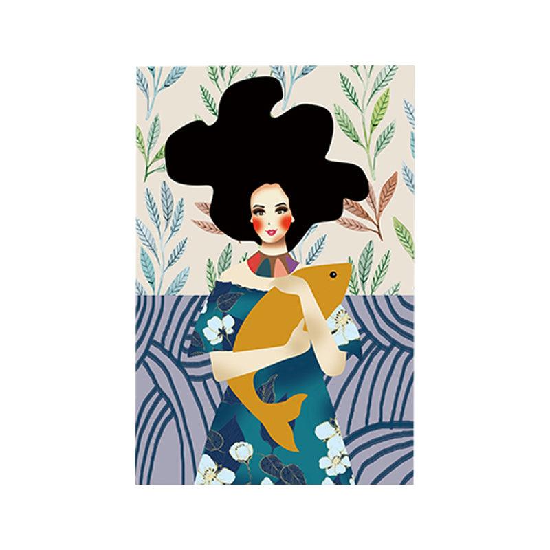 Fashion Canvas Art Bedroom Drawing Print Gypsy Girl Wall Decor, Textured Surface Clearhalo 'Arts' 'Canvas Art' 1782720