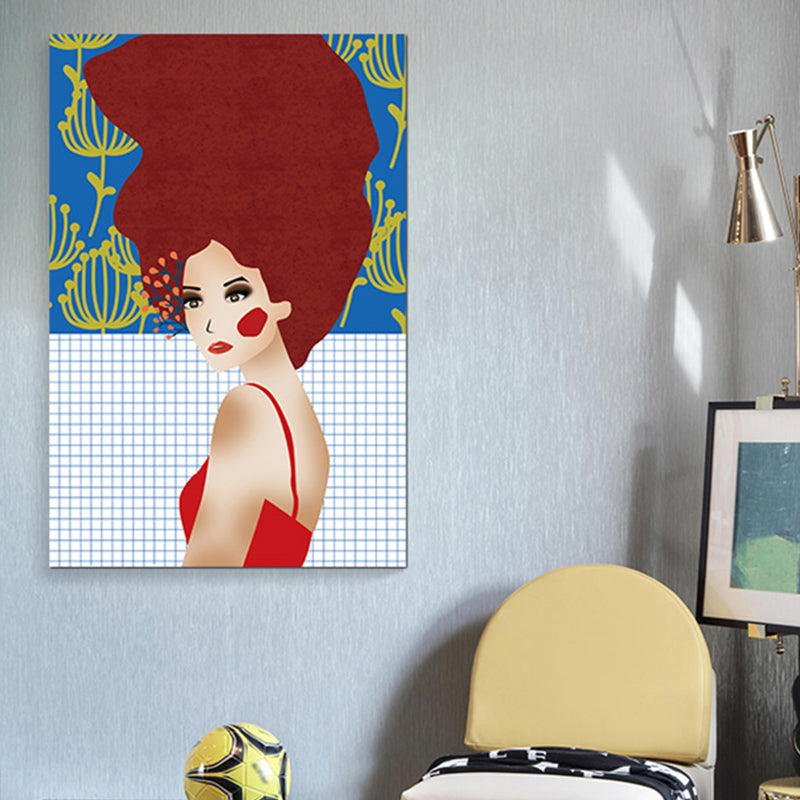 Fashion Canvas Art Bedroom Drawing Print Gypsy Girl Wall Decor, Textured Surface Red Clearhalo 'Arts' 'Canvas Art' 1782724