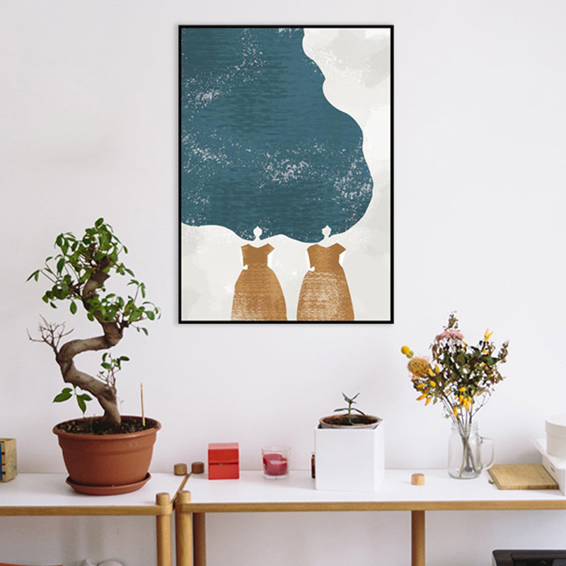 Nordic Fashion Woman Canvas Print Soft Color Textured Wall Art Decor for Bedroom Clearhalo 'Arts' 'Canvas Art' 1782740