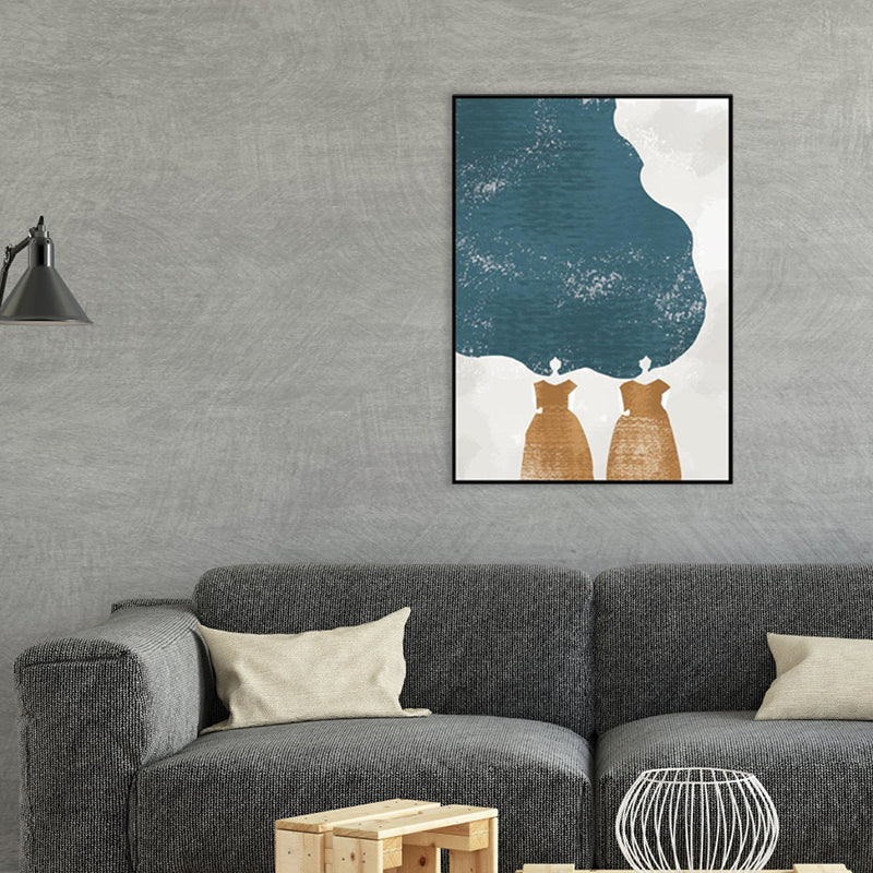 Nordic Fashion Woman Canvas Print Soft Color Textured Wall Art Decor for Bedroom Clearhalo 'Arts' 'Canvas Art' 1782741