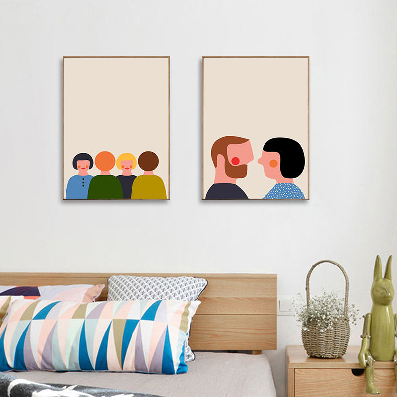 Blushing Characters Art Print Pastel Color Nordic Aesthetics Wall Decor for Studio - Clearhalo - 'Arts' - 'Canvas Art' - 1782750