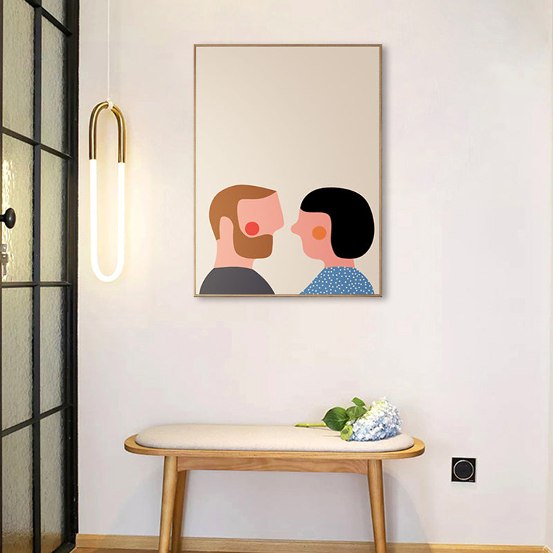 Blushing Characters Art Print Pastel Color Nordic Aesthetics Wall Decor for Studio Blue Clearhalo 'Arts' 'Canvas Art' 1782751