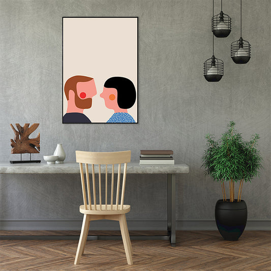 Blushing Characters Art Print Pastel Color Nordic Aesthetics Wall Decor for Studio - Clearhalo - 'Arts' - 'Canvas Art' - 1782752