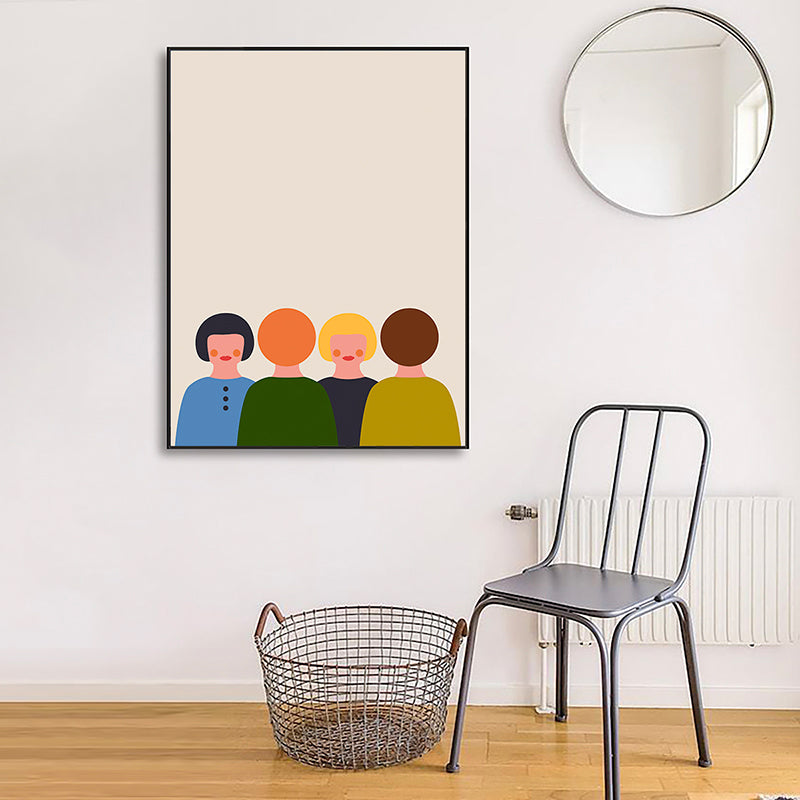 Blushing Characters Art Print Pastel Color Nordic Aesthetics Wall Decor for Studio - Green - Clearhalo - 'Arts' - 'Canvas Art' - 1782757