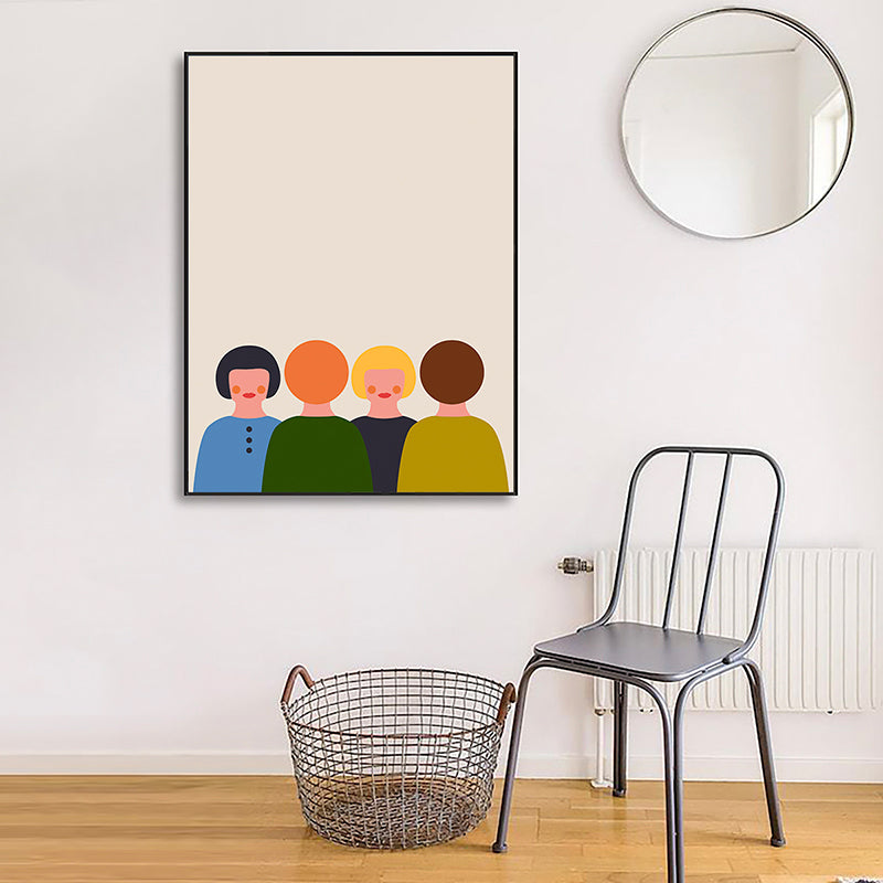 Blushing Characters Art Print Pastel Color Nordic Aesthetics Wall Decor for Studio Green Clearhalo 'Arts' 'Canvas Art' 1782757