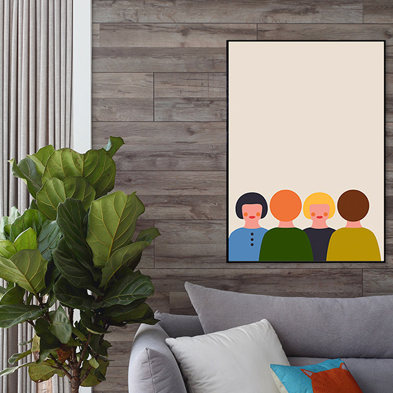 Blushing Characters Art Print Pastel Color Nordic Aesthetics Wall Decor for Studio - Clearhalo - 'Arts' - 'Canvas Art' - 1782759