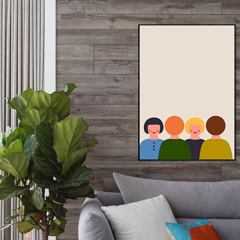 Blushing Characters Art Print Pastel Color Nordic Aesthetics Wall Decor for Studio Clearhalo 'Arts' 'Canvas Art' 1782759