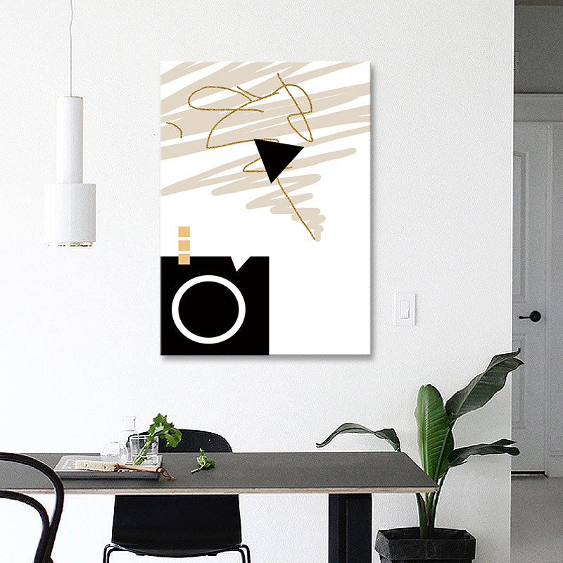 Light Color Abstract Pattern Canvas Art Textured Wall Decor for Dining Room, Multiple Size Black Clearhalo 'Arts' 'Canvas Art' 1782769