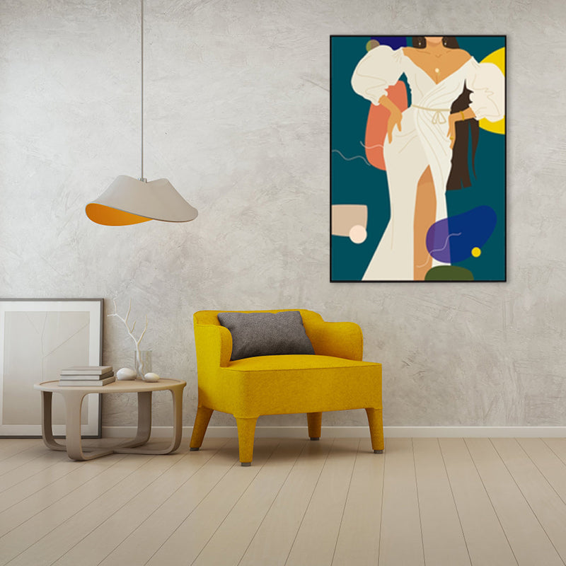 Illustration Mädchen Kleid Wall Art Glam Cooler Mode Canvas Druck in weicher Farbe für Raum
