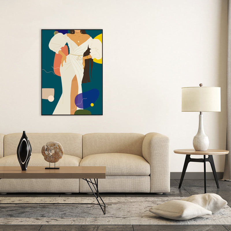 Illustration Girls Dress Wall Art Glam Cool Fashion Canvas Print in Soft Color for Room Clearhalo 'Arts' 'Canvas Art' 1782793