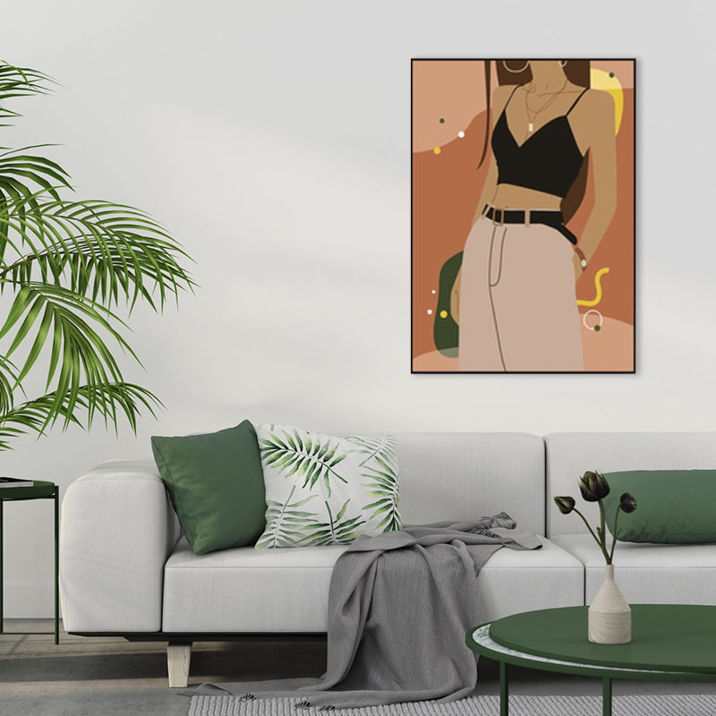 Illustration Girls Dress Wall Art Glam Cool Fashion Canvas Print in Soft Color for Room Clearhalo 'Arts' 'Canvas Art' 1782801