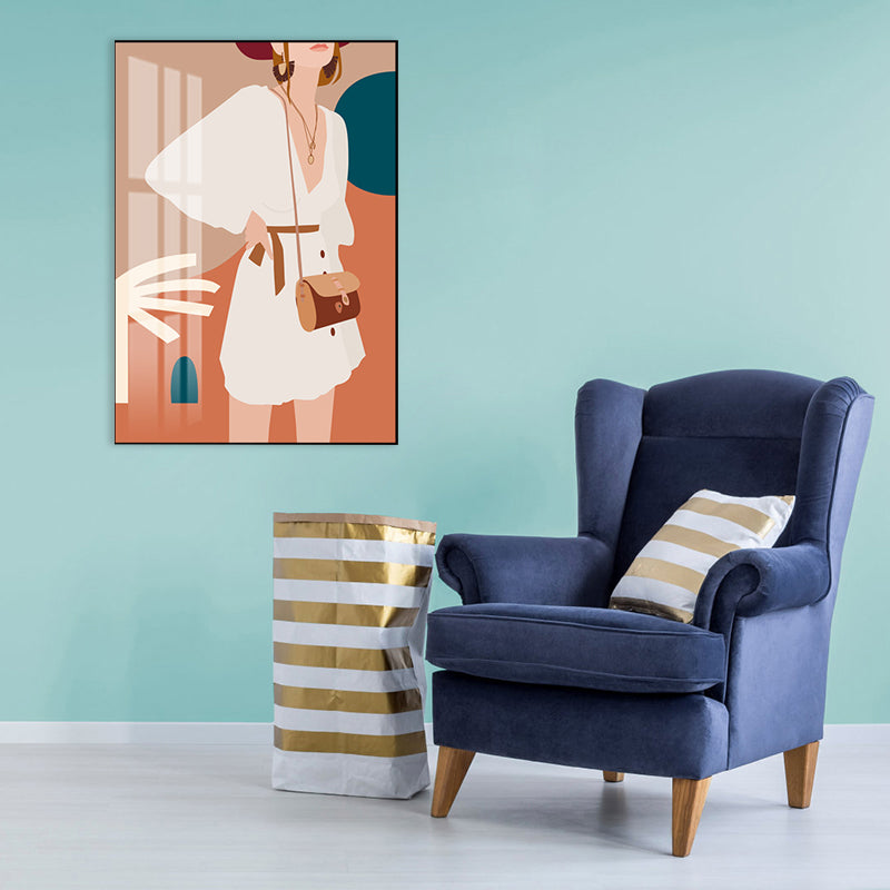 Illustration Girls Dress Wall Art Glam Cool Fashion Canvas Print in Soft Color for Room Clearhalo 'Arts' 'Canvas Art' 1782805