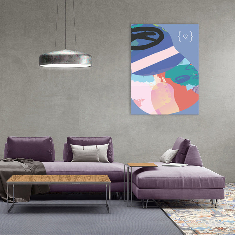 Novel Pattern Wall Dcor Living Room Abstract Canvas Print in Purple for Decoration