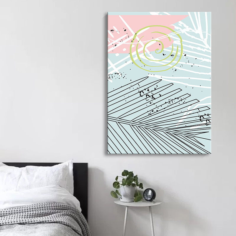 Leaves Canvas Wall Art Textured Scandinavian Style Bedroom Painting in Light Color - Light Pink - Clearhalo - 'Arts' - 'Canvas Art' - 1782814