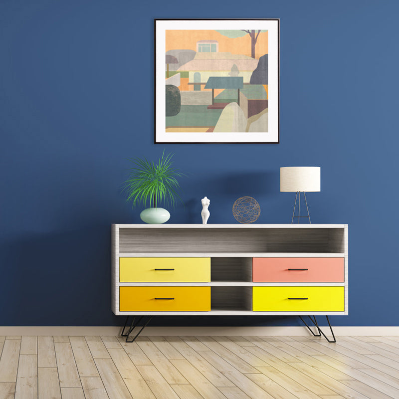 Housing Architecture Art Print Nordic Textured Wall Decor in Pastel Color for Bedroom Clearhalo 'Arts' 'Canvas Art' 1782855