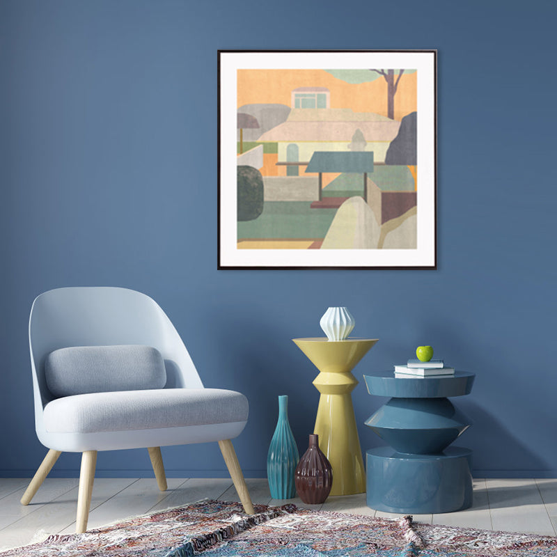 Housing Architecture Art Print Nordic Textured Wall Decor in Pastel Color for Bedroom Clearhalo 'Arts' 'Canvas Art' 1782856