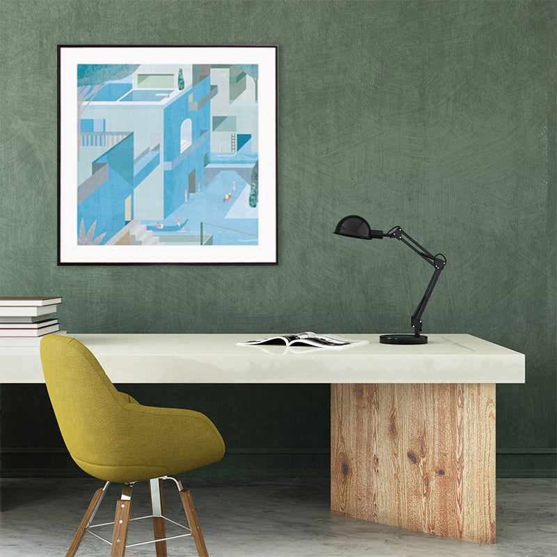 Housing Architecture Art Print Nordic Textured Wall Decor in Pastel Color for Bedroom Blue Clearhalo 'Arts' 'Canvas Art' 1782861