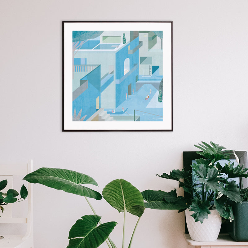 Housing Architecture Art Print Nordic Textured Wall Decor in Pastel Color for Bedroom Clearhalo 'Arts' 'Canvas Art' 1782863