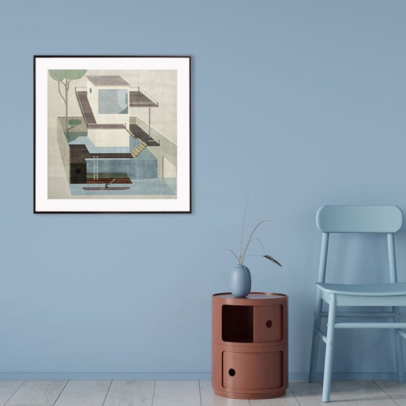 Housing Architecture Art Print Nordic Textured Wall Decor in Pastel Color for Bedroom Clearhalo 'Arts' 'Canvas Art' 1782866