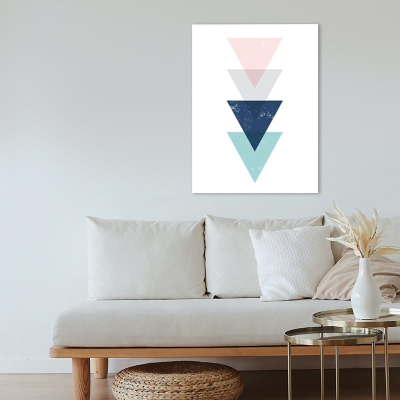 Scandinavian Triangle Graphic Canvas Soft Color Geometry Wall Decor for Bedroom, Textured Blue Clearhalo 'Arts' 'Canvas Art' 1782902