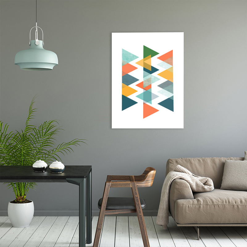 Scandinavian Triangle Graphic Canvas Soft Color Geometry Wall Decor for Bedroom, Textured Orange Clearhalo 'Arts' 'Canvas Art' 1782909