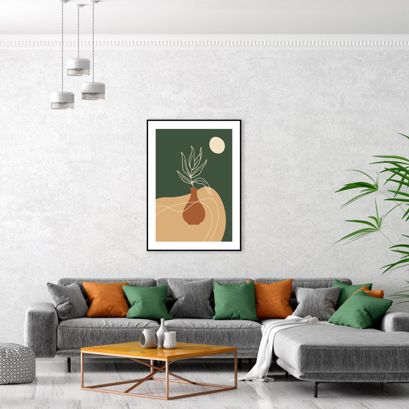 Dark Color Pot Plant Canvas Print Textured Wall Art Decor for Room, Multiple Sizes Brown Clearhalo 'Arts' 'Canvas Art' 1782928