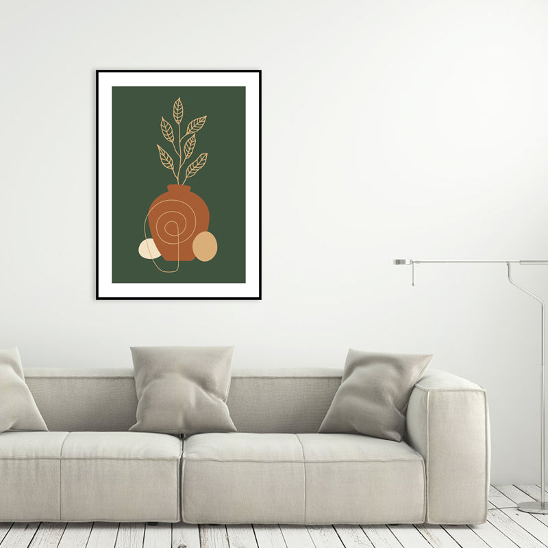 Dark Color Pot Plant Canvas Print Textured Wall Art Decor for Room, Multiple Sizes Green Clearhalo 'Arts' 'Canvas Art' 1782935