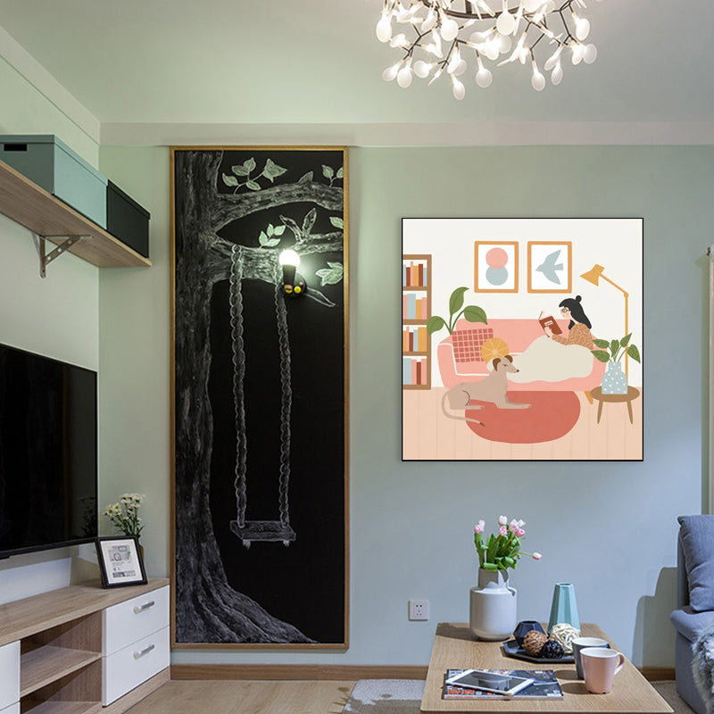 Girls Leisure Life Print Canvas Pastel Color Nordic Wall Art Decor for Living Room Clearhalo 'Arts' 'Canvas Art' 1782969