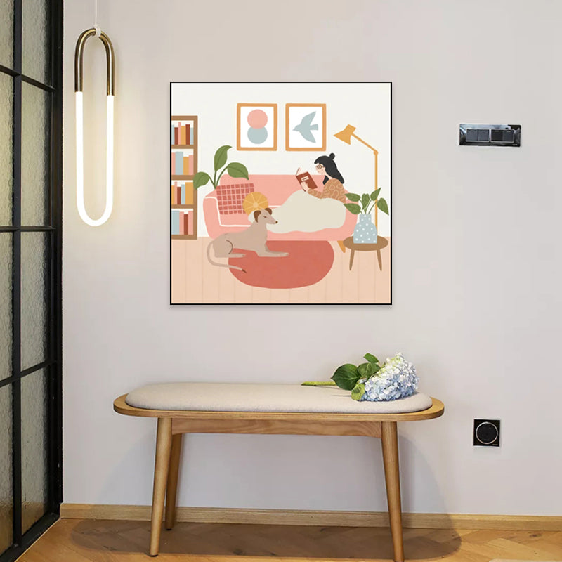 Girls Leisure Life Print Canvas Pastel Color Nordic Wall Art Decor for Living Room Clearhalo 'Arts' 'Canvas Art' 1782970
