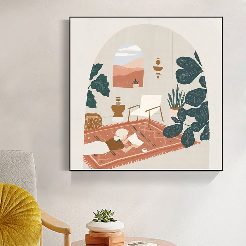 Girls Leisure Life Print Canvas Pastel Color Nordic Wall Art Decor for Living Room Green Clearhalo 'Arts' 'Canvas Art' 1782975