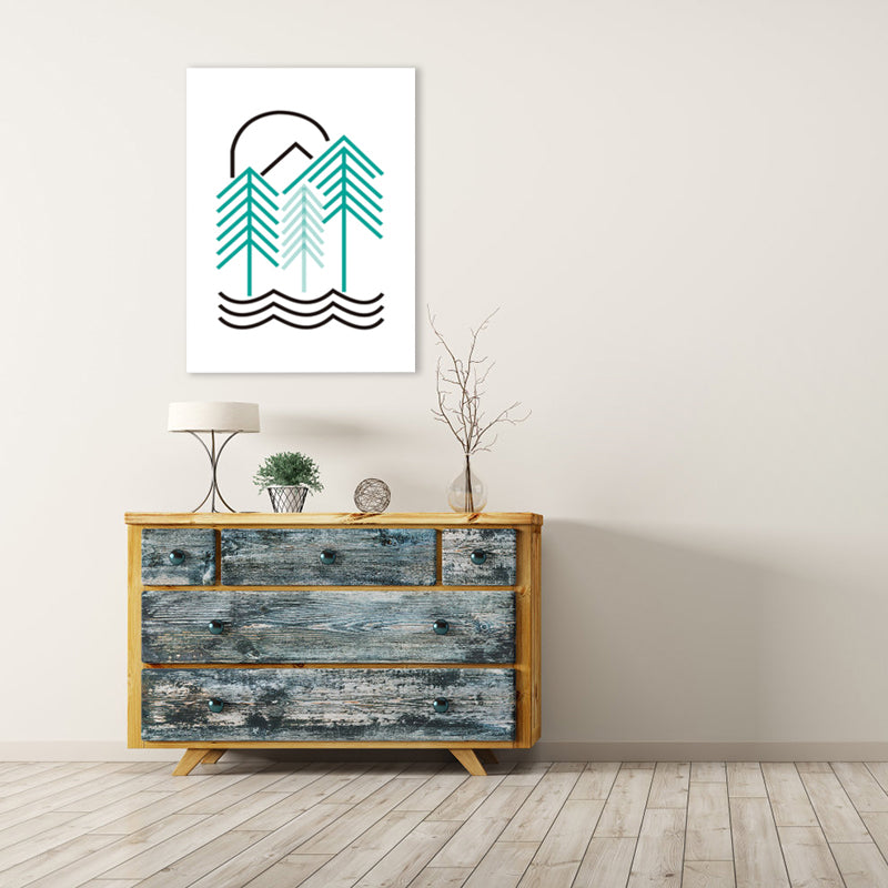 Graphic Pattern Canvas Art Light Color Scandinavian Stylish Wall Decor for Playroom Green Clearhalo 'Arts' 'Canvas Art' 1783011