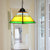 Yellow/Pink Pyramid Hanging Pendant Light Tiffany 1 Bulb Stained Art Glass Ceiling Hang Fixture for Hallway Yellow Clearhalo 'Ceiling Lights' 'Chandeliers' 'Industrial' 'Middle Century Pendants' 'Pendant Lights' 'Pendants' 'Tiffany close to ceiling' 'Tiffany Pendants' 'Tiffany' Lighting' 178301
