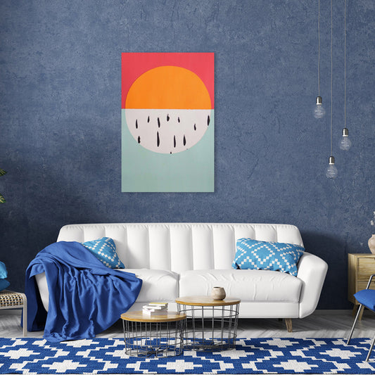 Colorful Illustrated Geometric Canvas Wall Art for Girls Bedroom, Orange, Multiple Sizes Clearhalo 'Arts' 'Canvas Art' 1783030