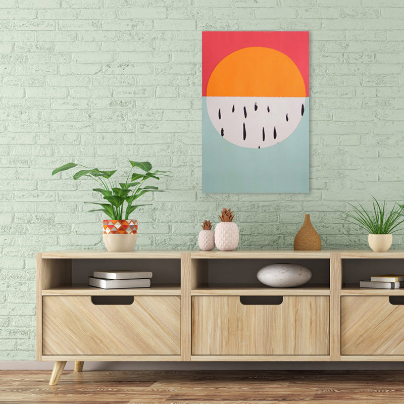 Colorful Illustrated Geometric Canvas Wall Art for Girls Bedroom, Orange, Multiple Sizes Clearhalo 'Arts' 'Canvas Art' 1783031