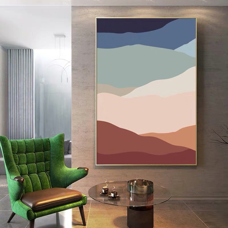 Multicolor Wave Pattern Canvas Print Nordic Textured Wall Art Decor in Brown for Living Room Brown Clearhalo 'Arts' 'Canvas Art' 1783036