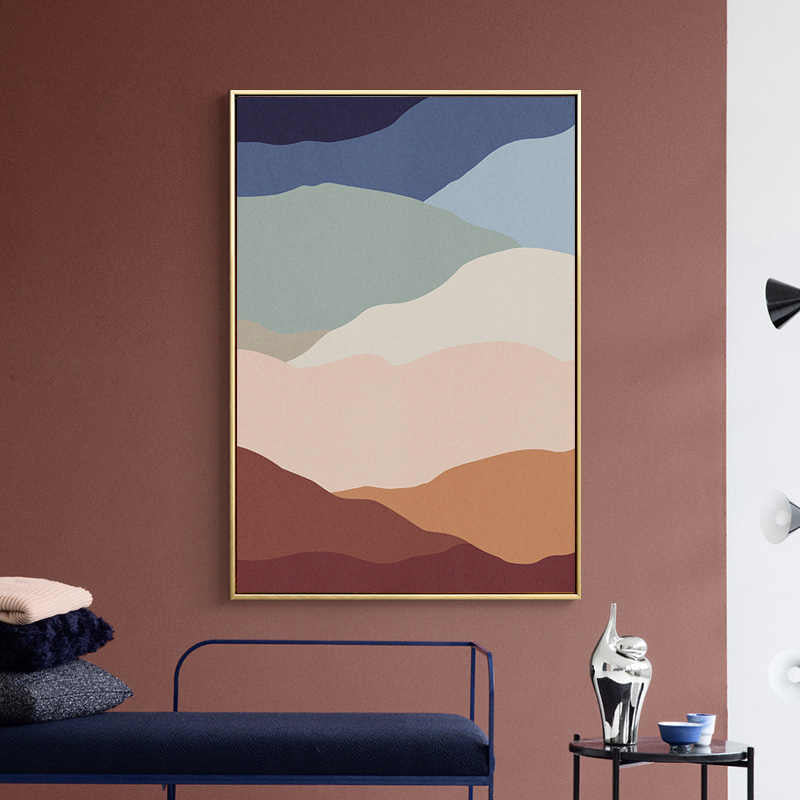 Multicolor Wave Pattern Canvas Print Nordic Textured Wall Art Decor in Brown for Living Room Clearhalo 'Arts' 'Canvas Art' 1783037