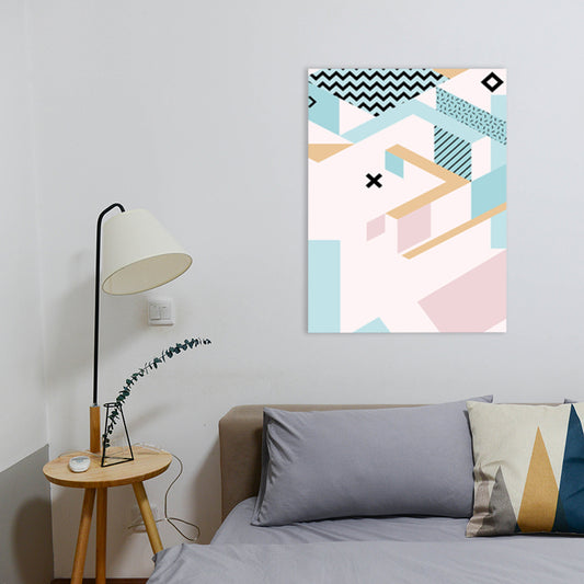 Geometry Canvas Art Scandinavian Textured Wall Decor in Pastel Color for Guest Room Clearhalo 'Arts' 'Canvas Art' 1783073