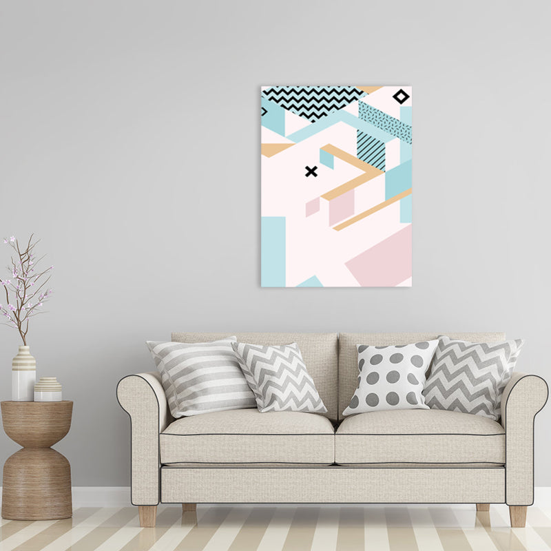 Geometry Canvas Art Scandinavian Textured Wall Decor in Pastel Color for Guest Room Clearhalo 'Arts' 'Canvas Art' 1783074