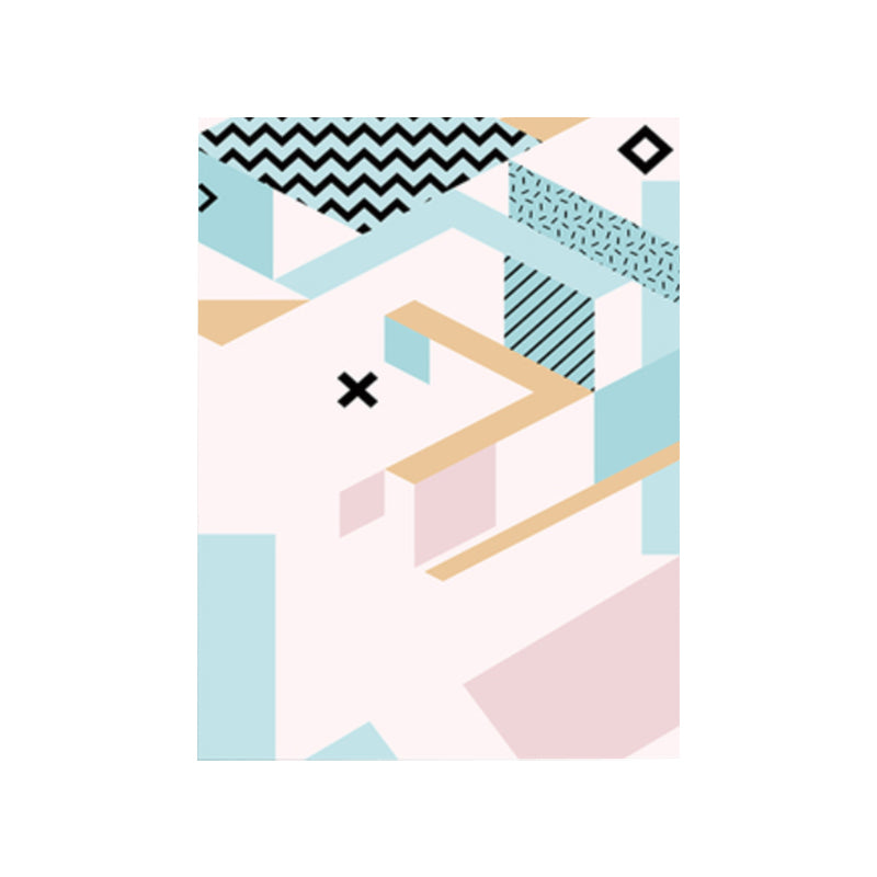 Geometry Canvas Art Scandinavian Textured Wall Decor in Pastel Color for Guest Room Clearhalo 'Arts' 'Canvas Art' 1783075