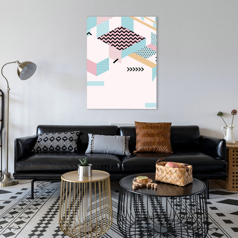 Geometry Canvas Art Scandinavian Textured Wall Decor in Pastel Color for Guest Room Clearhalo 'Arts' 'Canvas Art' 1783084
