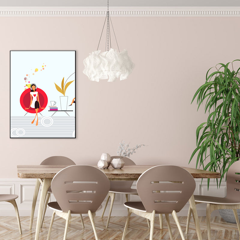 Girl with Headphones Canvas Print Textured Scandinavian House Interior Wall Art Decor Clearhalo 'Arts' 'Canvas Art' 1783102