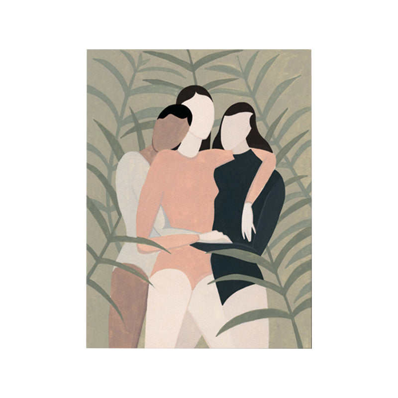 Soft Color Fashionable Girl Art Print Textured Nordic Dining Room Canvas, Multiple Sizes Clearhalo 'Arts' 'Canvas Art' 1783129