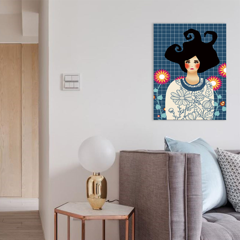 Illustration Undercover Maid Canvas Print Living Room Fashion Wall Art in Pastel Color Clearhalo 'Arts' 'Canvas Art' 1783131